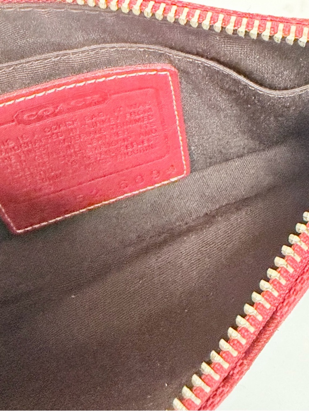 Coach Signature Jacquard Red Mini Shoulder Bag Y2K Baguette Purse Leather Trim - Picture 13 of 13